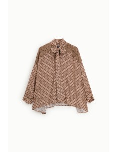 Chemise à motifs avec empiècements brodés et nœud au col « Dixie » 2