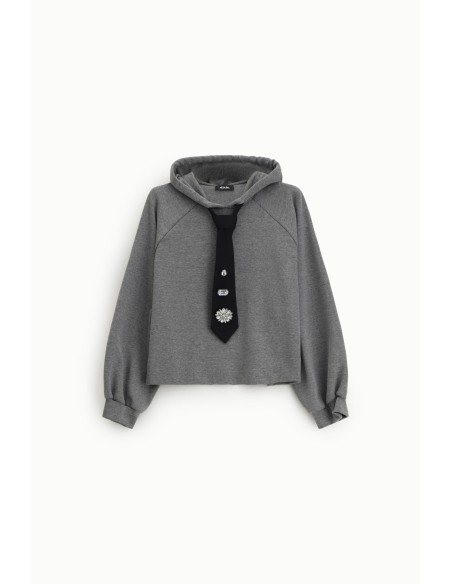 Sweat à capuche avec cravate décorative appliquée Dixie
