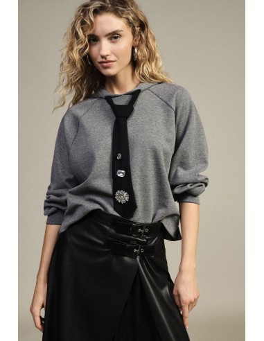 Sweat à capuche avec cravate décorative appliquée Dixie