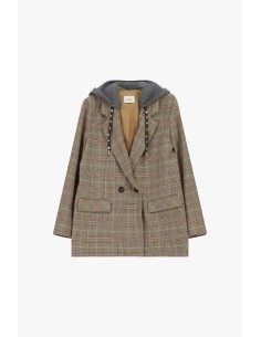 Blazer croisé à capuche à motif carreaux Dixie