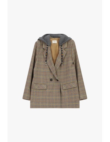 Blazer croisé à capuche à motif carreaux Dixie