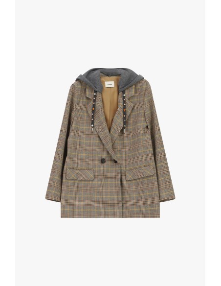 Blazer croisé à capuche à motif carreaux Dixie