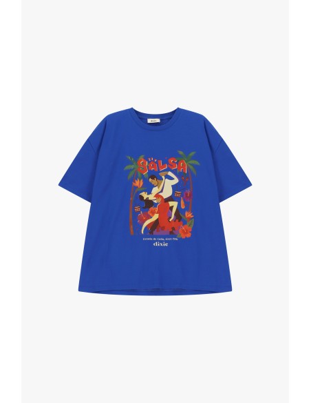 Dixie T-shirt met korte mouwen, salsaprint en losse pasvorm
