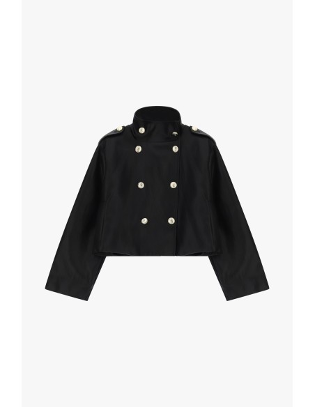 Veste courte croisée en similicuir avec boutons Dixie