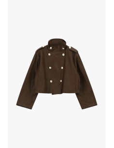 Veste courte croisée en similicuir avec boutons Dixie