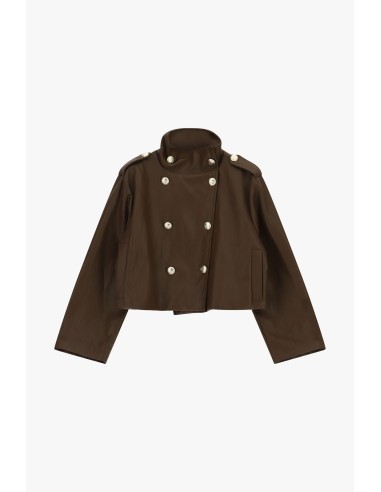 Veste courte croisée en similicuir avec boutons Dixie