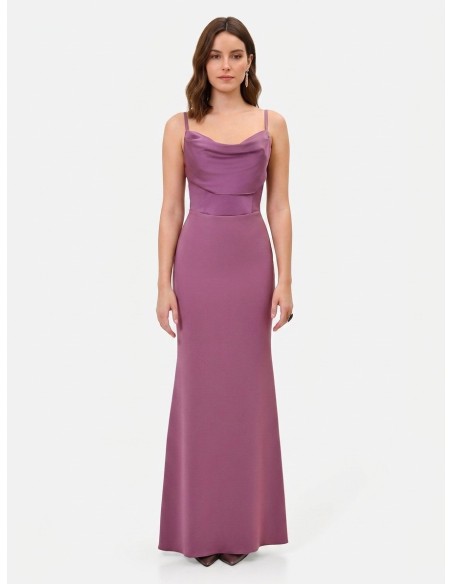 Robe longue fourreau en crêpe scuba avec corset en satin Rinascimento