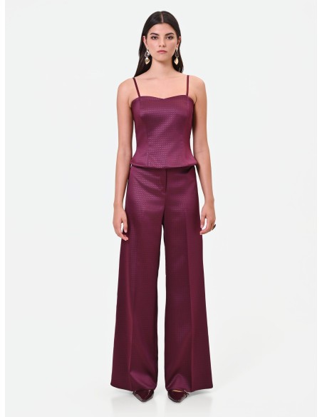 Crop-top bustier en satin jacquard Rinascimento