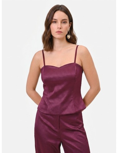 Crop-top bustier en satin jacquard Rinascimento