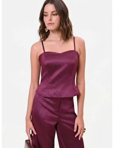 Crop-top bustier en satin jacquard Rinascimento