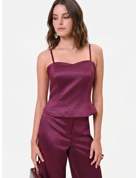 Crop-top bustier van jacquardsatijn van Rinascimento