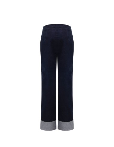 Pantalon large en velours avec maxi revers en denim Rinascimento