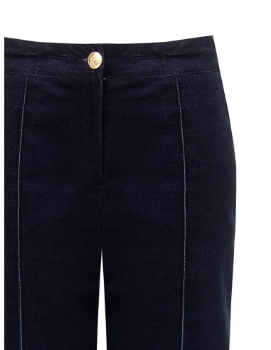 Pantalon large en velours avec maxi revers en denim Rinascimento