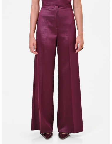 Pantalon palazzo en satin jacquard avec bouton assorti Rinascimento