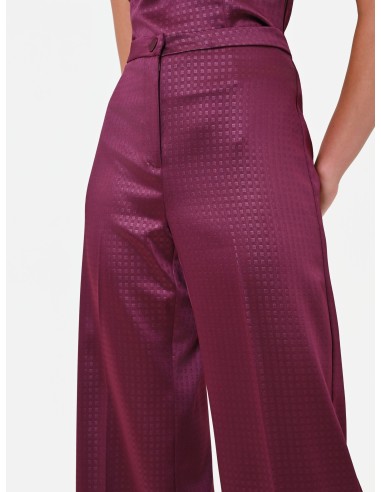 Pantalon palazzo en satin jacquard avec bouton assorti Rinascimento