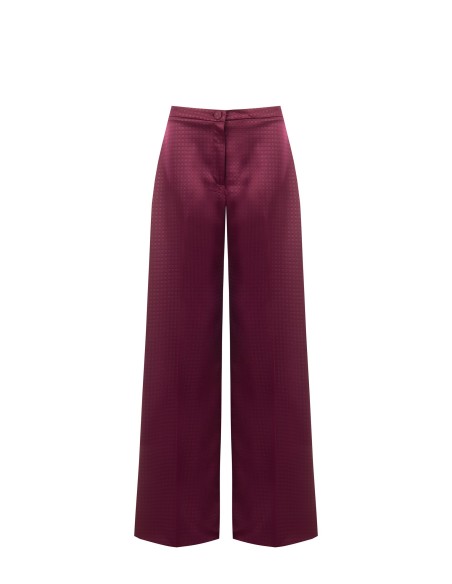 Pantalon palazzo en satin jacquard avec bouton assorti Rinascimento