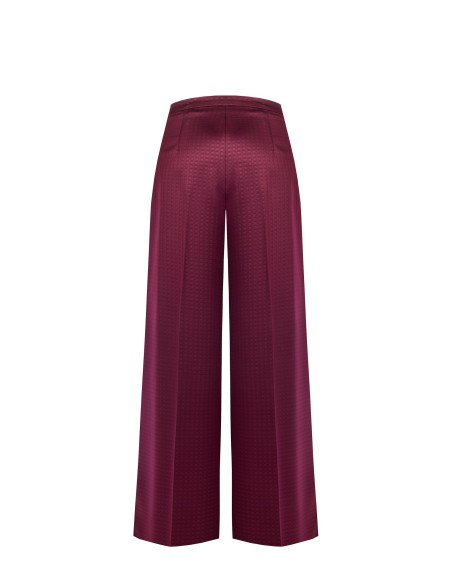 Pantalon palazzo en satin jacquard avec bouton assorti Rinascimento