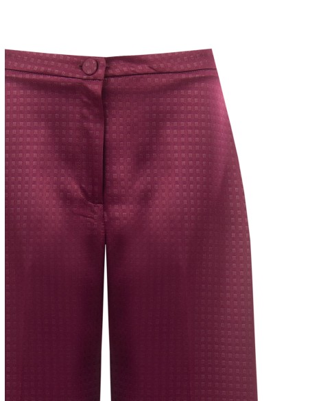 Pantalon palazzo en satin jacquard avec bouton assorti Rinascimento