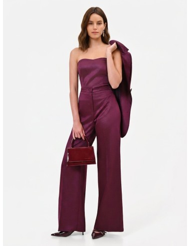 Pantalon palazzo en satin jacquard avec bouton assorti Rinascimento