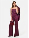Pantalon palazzo en satin jacquard avec bouton assorti Rinascimento