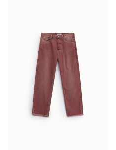 Pantalon regular fit cropped à ourlet effiloché plissé 2
