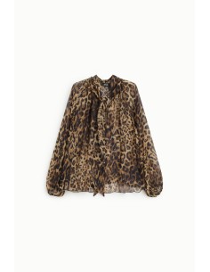 Wijde blouse met dierenprint en strik van Dixie 2