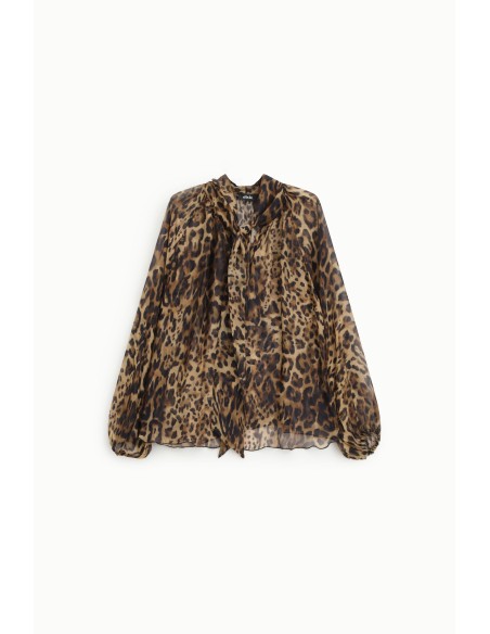 Blouse ample à imprimé animalier avec nœud Dixie