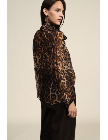 Wijde blouse met dierenprint en strik van Dixie