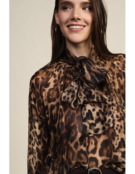 Blouse ample à imprimé animalier avec nœud Dixie