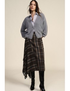 Geruite rok met asymmetrische zoom en kant Dixie