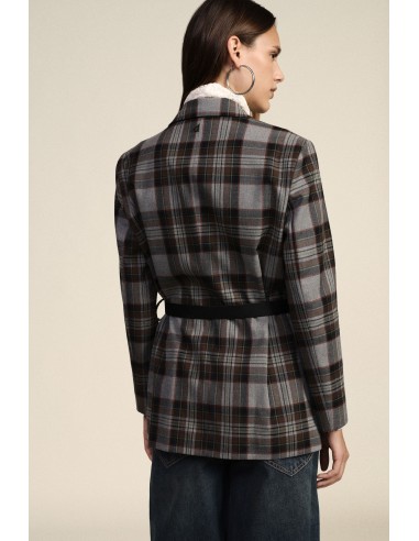 Blazer croisé à carreaux avec ceinture et broches Dixie
