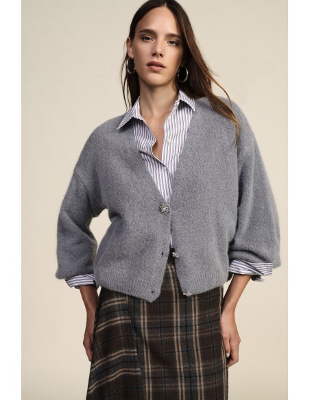 Cardigan Dixie à boutons bijoux et manches amples
