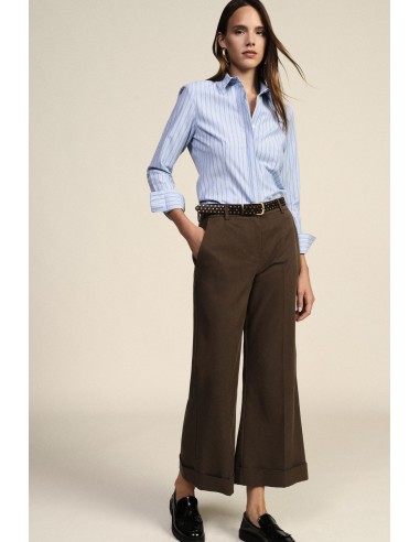 Pantalon palazzo avec ceinture cloutée et revers Dixie
