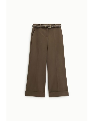 Pantalon palazzo avec ceinture cloutée et revers Dixie