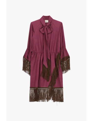 Robe courte à manches volantées et franges Dixie