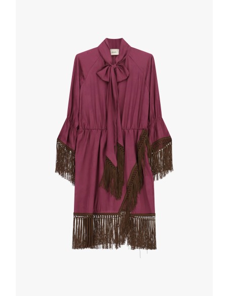 Robe courte à manches volantées et franges Dixie