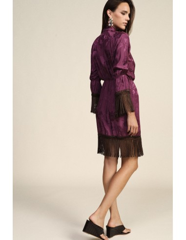 Robe courte à manches volantées et franges Dixie