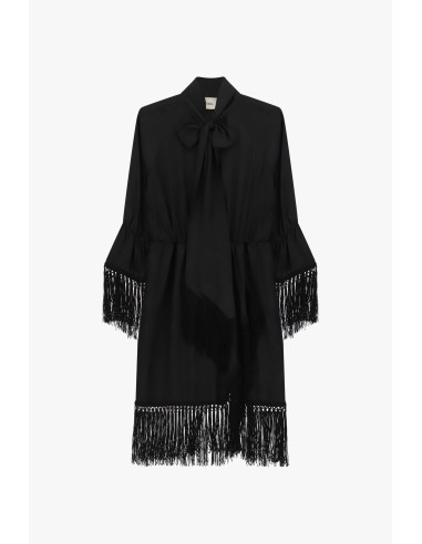 Robe courte à manches volantées et franges Dixie