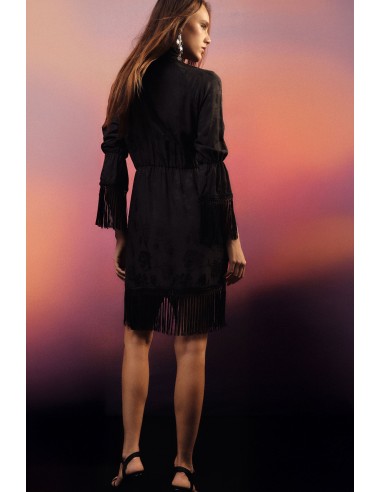Robe courte à manches volantées et franges Dixie