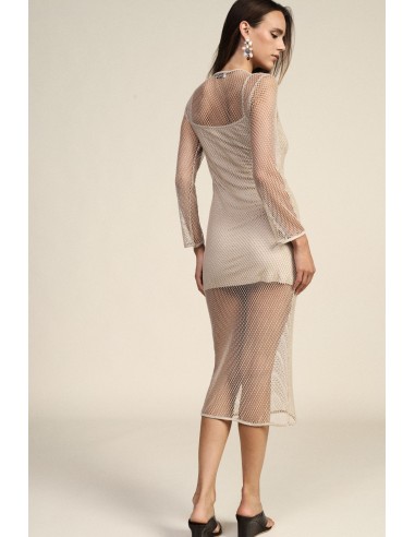 Robe longue en résille à manches longues avec fond de robe Dixie