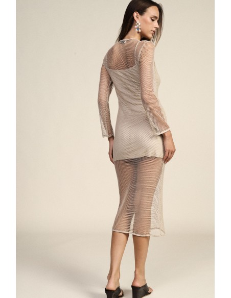 Robe longue en résille à manches longues avec fond de robe Dixie