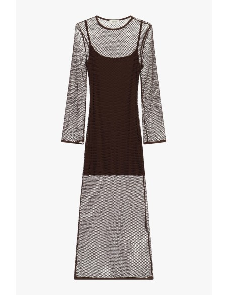 Robe longue en résille à manches longues avec fond de robe Dixie