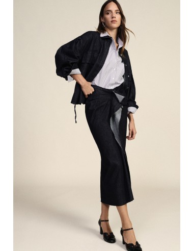 Dixie asymmetrische midi-rok met knoop aan de voorkant