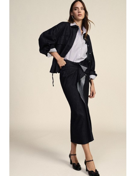 Jupe midi asymétrique avec nœud frontal Dixie