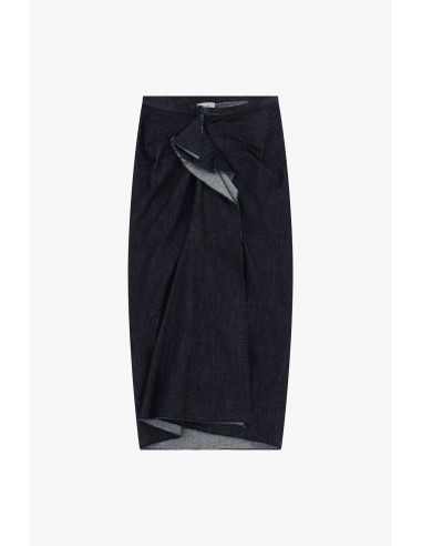 Dixie asymmetrische midi-rok met knoop aan de voorkant