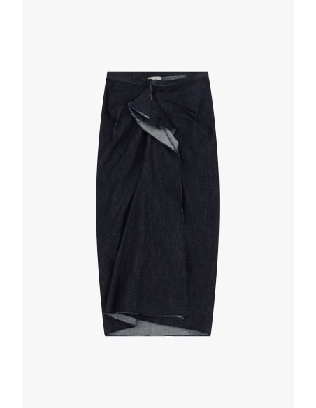 Dixie asymmetrische midi-rok met knoop aan de voorkant