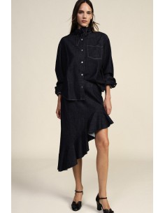 Jupe midi asymétrique avec volant latéral Dixie