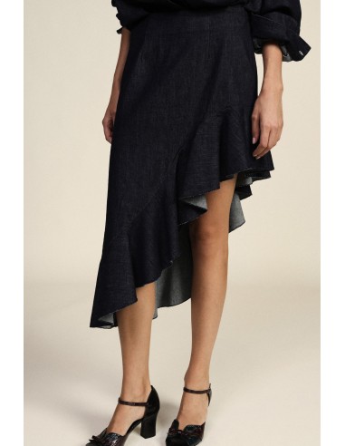 Jupe midi asymétrique avec volant latéral Dixie