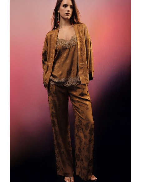 Pantalon palazzo à pinces et taille élastique Dixie