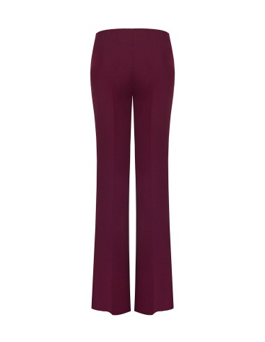Pantalon droit en crêpe scuba à taille élastiquée Rinascimento